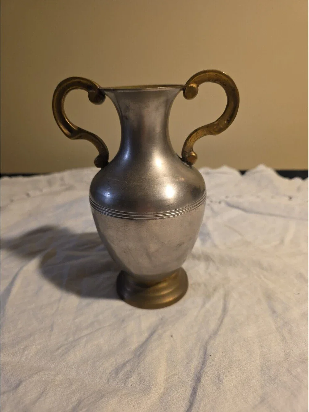 Mixed Metal Vase Brass And Silver-tone
